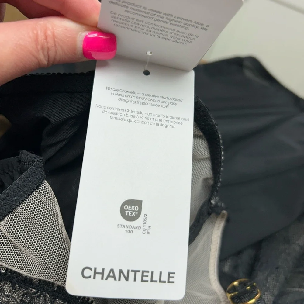 NEW $195 Chantelle [ 36DD US ] Orchids Underwire Bustier with Garter Straps